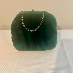 Vintage faux fur green muffler bag